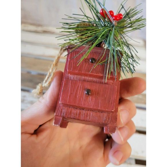 Drawer pine ornament country folk art vintage Xmas holiday tree - Picture 5 of 6